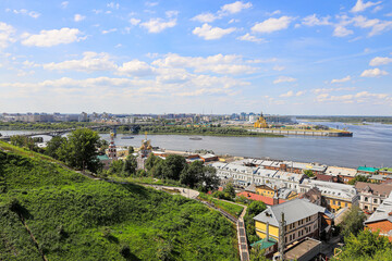 View of the city of Nizhny Novgorod and strelka at the confluence of the Volga and Oka rivers