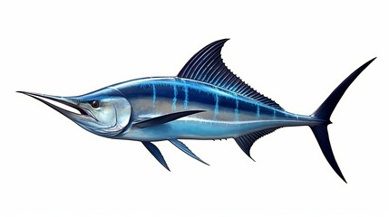 Blue marlin swordfish isolated on a white background. Generative AI.