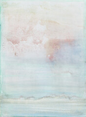 abstract watercolor background in light blue and pink pastel tones
