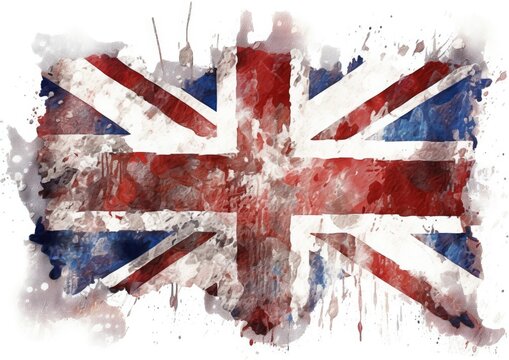 Painted Union Jack Flag Isolated On A White Background