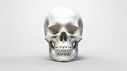 Detailed white human skull. Generative AI.