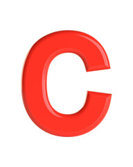 Red letter. Beautiful font for your design. Isolated on white background. 3D illustration