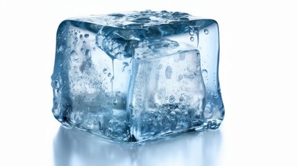 Ice Cube Isolated On White Background. Generative AI.