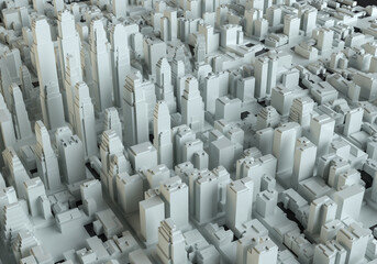 Aerial view of abstract city center. 3d illustration