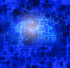 Obraz premium Abstract digital low poly background with connecting lines and dots