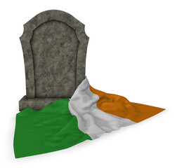gravestone and flag of ireland - 3d rendering