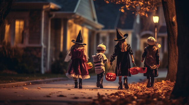 kids go trick or treating on Halloween, Generative AI