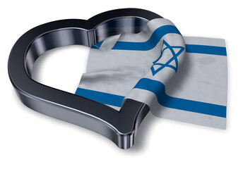 flag of israel and heart symbol - 3d rendering