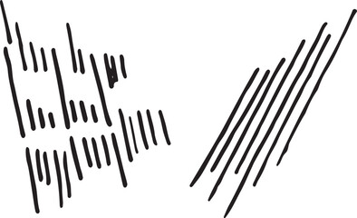 Vector graphics stripes. Abstract elements black graphics highlighted on a white background. Hatching by hand with ink. Doodle illustration
