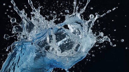 A depiction of a water splash rendered with remarkable realism, capturing the intricate details of droplets and the dynamic motion of splashing water. Created with Generative AI.