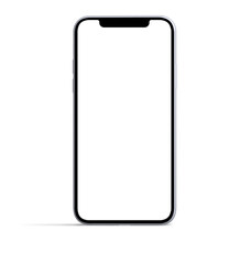 Smartphones white screen on white floor, Mobile phone lay down on the ground. Smartphones white screen can be used for commercial advertising, Isolated on white background