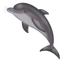 Fototapeta premium dolphin in the water, plastic bag, save the ocean