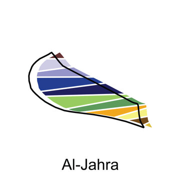 Map Of Al Jahra Vector Design Template With Editable Stroke, Illustration Design