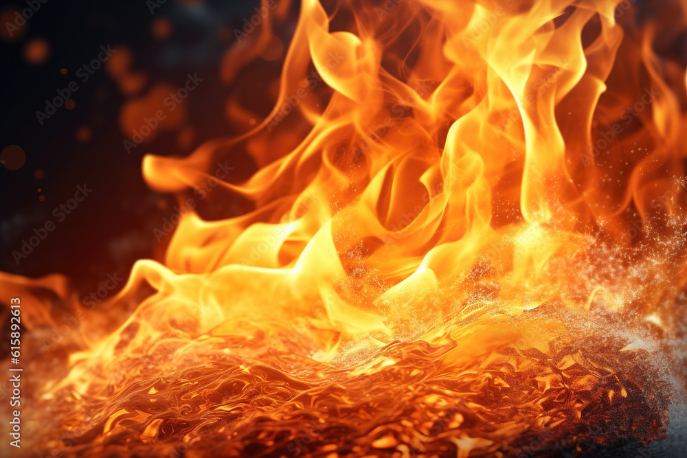 Poster fire on a dark background. generated by ai.