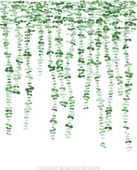 Hanging plant. Ivy greenery wall. Simplistic foliage border.