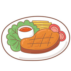 steak doodle cartoon