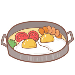fried eggs in a frying pan