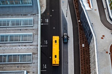 Aerial photo from a drone of the Interchange Center in Gliwice. Public transportation stop. Gliwice, Silesia, Poland.