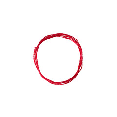 a red silk thread looped in a circle form on a transparent background
