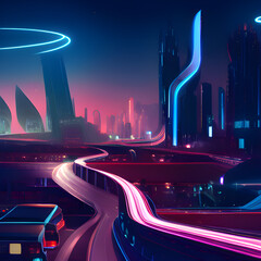 nightscape of a futuristic city