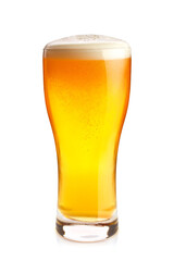 Goblet of fresh cold beer, isolated on white background.