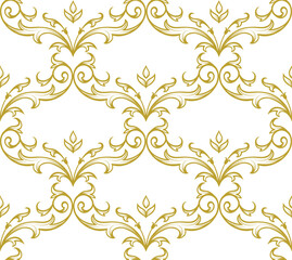 Abstract geometric floral seamless pattern. Gold and white ornament. Modern stylish texture repeating.