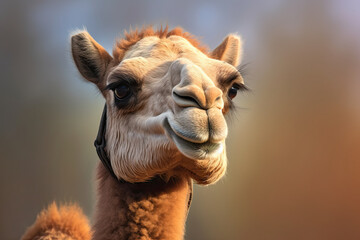 Obraz premium a camel that is looking at the camera with its mouth open and it's very close to the camera