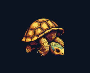 Cartoon turtle on an isolated background. Vector illustration