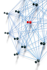 3d rendering of a network with pins