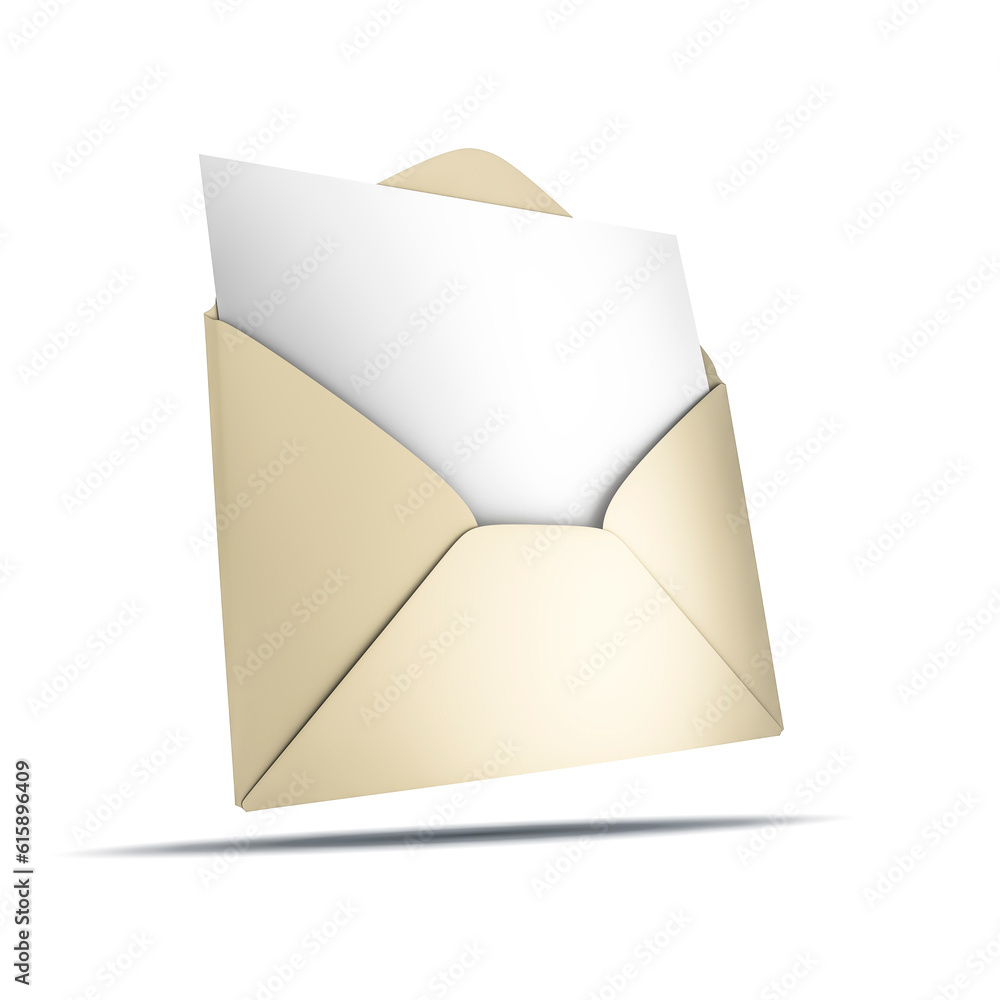Poster 3d rendering of an envelope with a blank letter