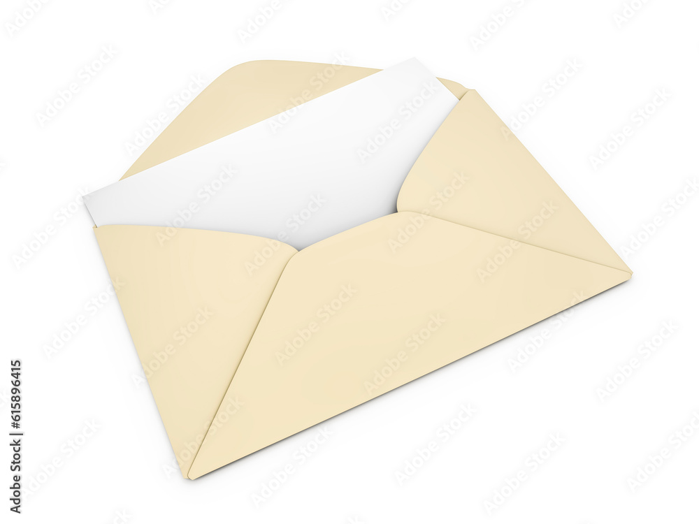 Poster 3d rendering of an envelope with a blank letter