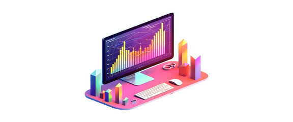 Isometric concept of data analytics service transparent png
