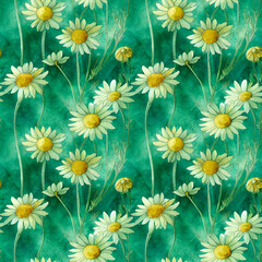 Watercolor floral pattern and seamless background.