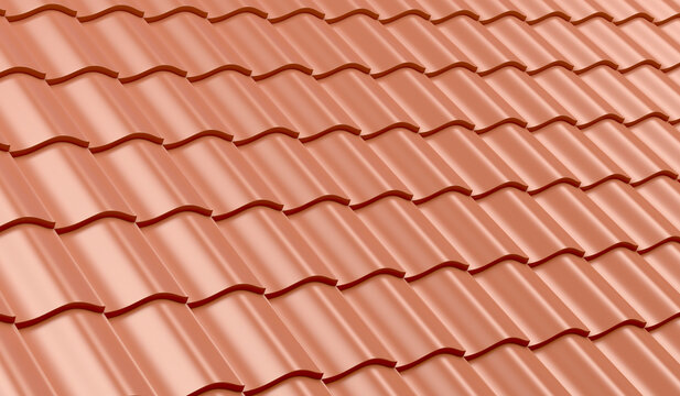 Red clay roof tiles for background