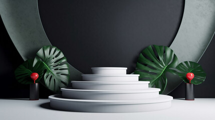 Empty podium for product exhibition generative ai