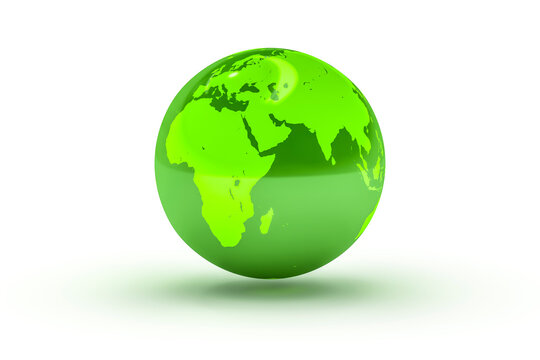 3d illustration of a green globe sphere