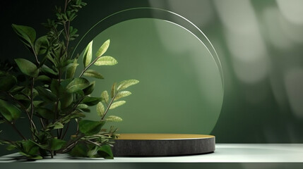 Empty podium for product exhibition generative ai