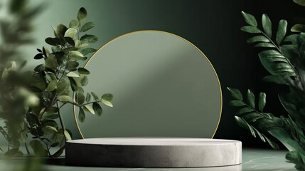 Empty podium for product exhibition generative ai