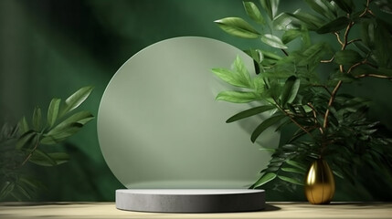 Empty podium for product exhibition generative ai