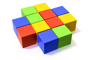 Fototapeta na wymiar 3d illustration of some colorful building blocks