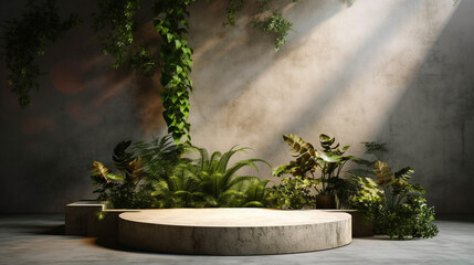 Empty podium for product exhibition generative ai