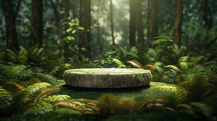 Empty podium for product exhibition generative ai