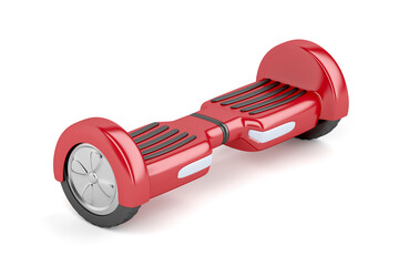 Red self-balancing scooter on white background