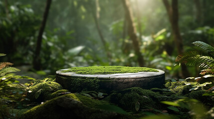 Empty podium for product exhibition generative ai