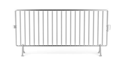Mobile steel fence on white background