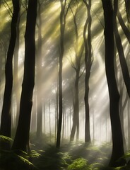 misty morning in the forest