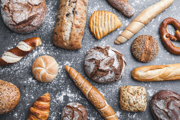 Fototapeta na wymiar Variety of delicious freshly baked and healthy bread