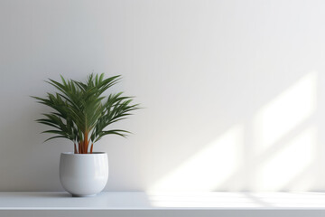 Houseplant on white wall background created with Generative AI technology