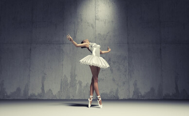 Fototapeta na wymiar Young and beautiful ballerina with white tutu. This is a 3d render illustration.