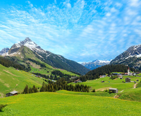 Fototapeta na wymiar Summer mountain view to Biberkopf mount (Warth, Vorarlberg, Austria).